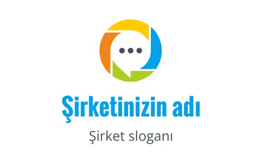Renkli dairesel logo tasarımı, üst üste binen konuşma balonları ve modern tipografi ile