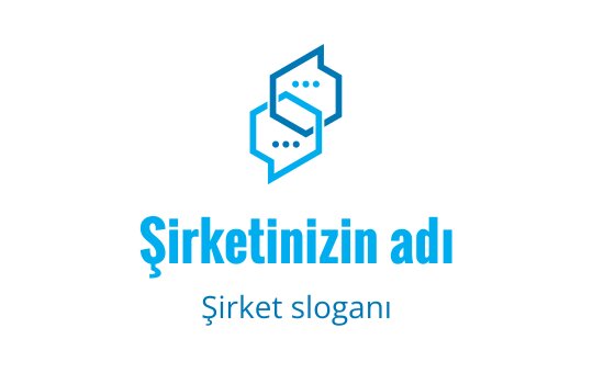 Modern mavi logo tasarımı, iç içe geçmiş şekiller ve konuşma balonları içeriyor