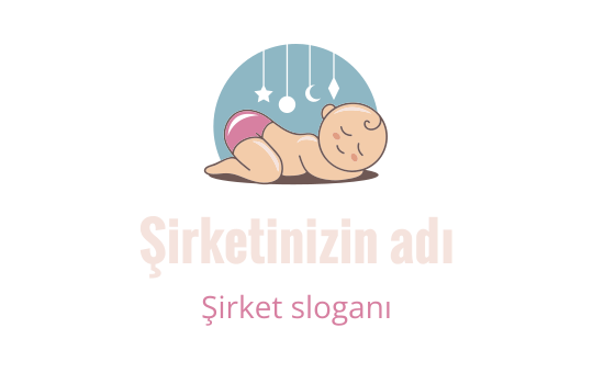 Uyuyan bebek ve hilal unsurlarıyla yumuşak bebek logo tasarımı