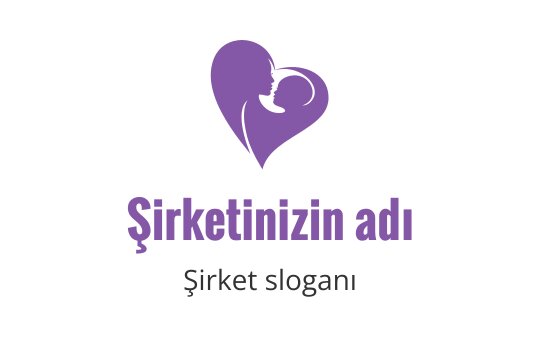 Mor renkte anne ve çocuk figürü içeren kalp şeklinde logo tasarımı