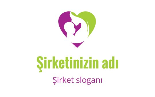 Renkli kalp şeklinde logo tasarımı, ebeveyn ve çocuk silueti içeriyor