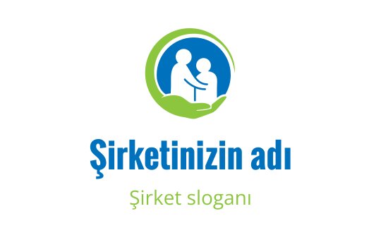 İki figürün yer aldığı modern logo tasarımı, dairesel yeşil ve mavi çerçeve içinde