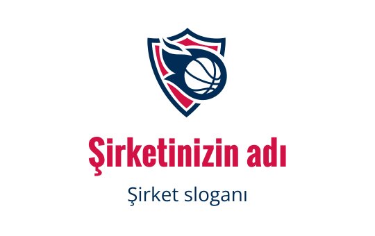 Dinamik bir basketbol logo tasarımı, kalkan ve stilize edilmiş top içeriyor