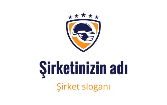 Lacivert ve turuncu renkte kask ve yıldızlar içeren cesur kalkan logo tasarımı