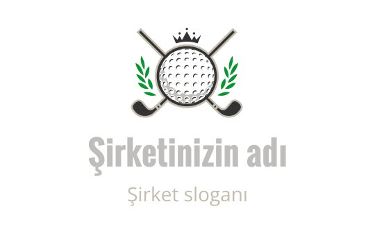 Şık bir golf logo tasarımı, golf topu ve çapraz sopalar içeriyor