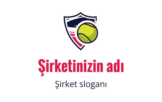 Tenis topu ve kırmızı detaylar içeren kalkan logo tasarımı