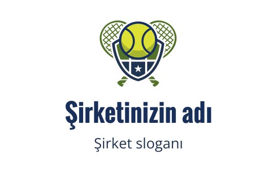 Canlı renklerde tenis raketi ve topu içeren eğlenceli logo tasarımı
