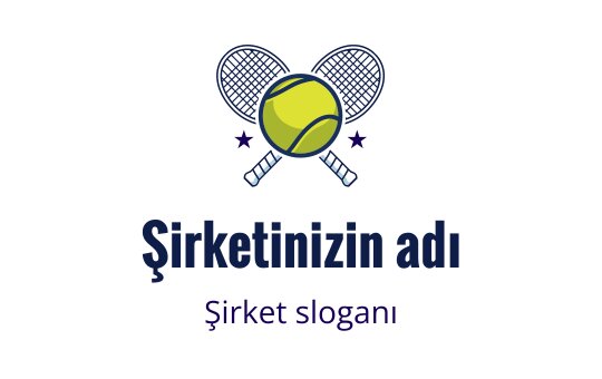 Modern tenis logo tasarımı, çapraz raketler ve sarı top içeriyor