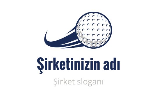 Mavi ve beyaz hareket çizgileriyle dinamik golf topu logo tasarımı
