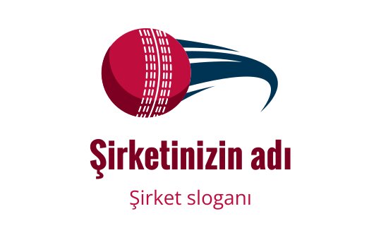 Mavi ve kırmızı hareket çizgileriyle dinamik kriket topu logo tasarımı