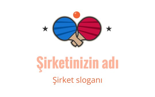 Çarpraz masa tenisi raketleri ve bir top içeren renkli logo tasarımı