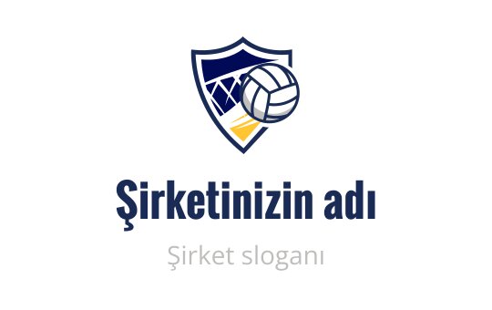Voleybol ve mavi detaylar içeren kalkan logo tasarımı