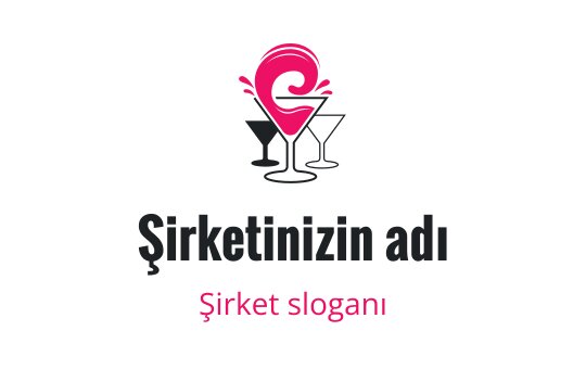 Pembe dalga ile kokteyl bardaklarının üzerinde eğlenceli logo tasarımı