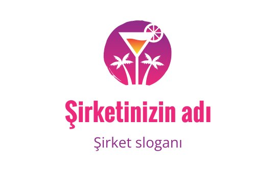 Palmiye ağaçları ve gün batımı renkleriyle canlı kokteyl logo tasarımı