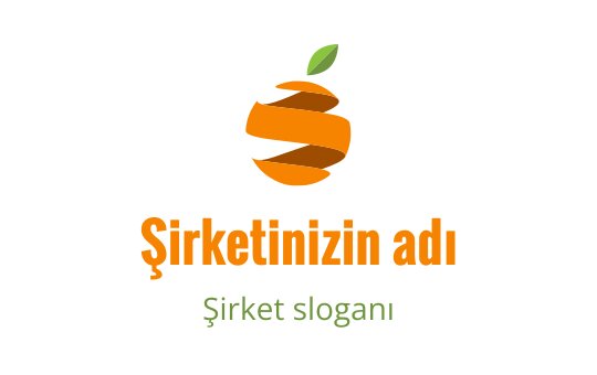 Modern turuncu meyve logo tasarımı yeşil yaprak vurguları ile