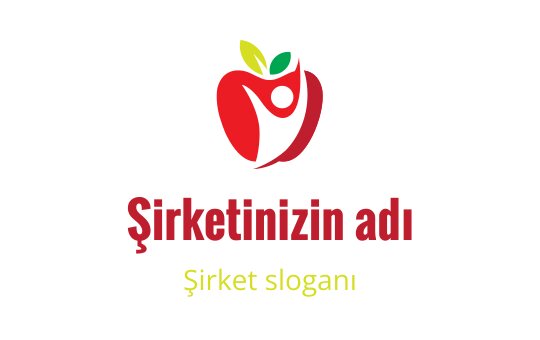 Canlı elma logo tasarımı, insan figürü ve yeşil yapraklarla