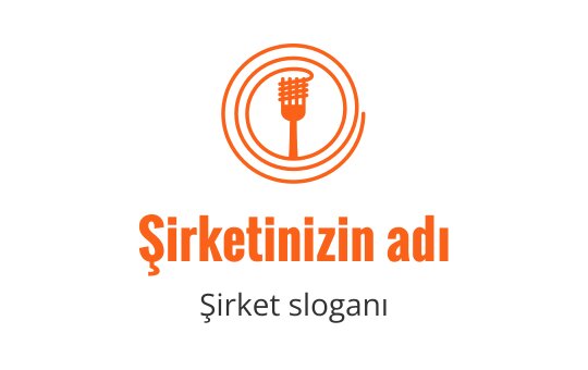 Dairesel turuncu çerçeve içinde mikrofon bulunan modern logo tasarımı