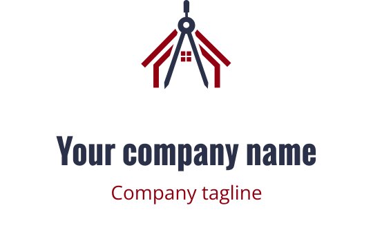 Kırmızı ve lacivert renklerde pusula ve çatı içeren profesyonel logo tasarımı