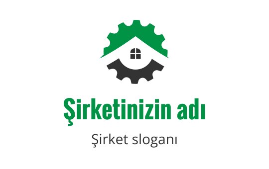 Yeşil ve siyah renkte ev ve dişli içeren modern logo tasarımı