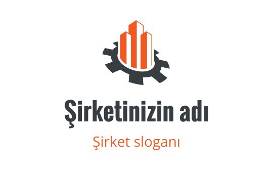 Dişli şeklinde turuncu gökdelenler içeren modern logo tasarımı