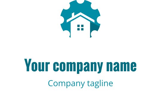 Dişli şeklinde bir ev içeren modern logo tasarımı