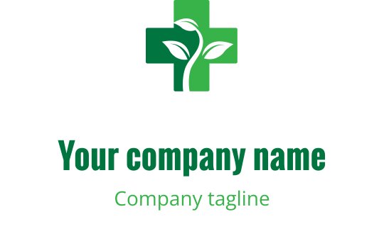 Çapraz şekil içinde bir bitki bulunan modern yeşil logo tasarımı