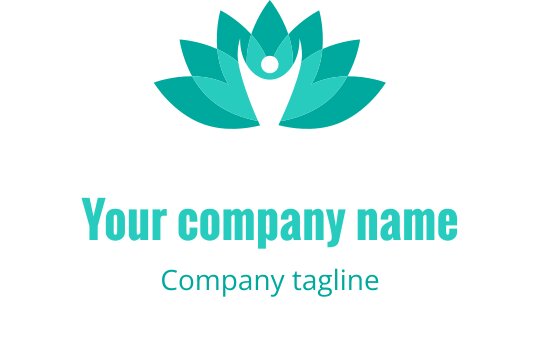 Yuvarlak yapraklara sahip şık teal lotus çiçeği logo tasarımı