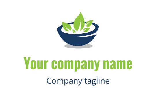 Yeşil yapraklarla dolu bir kâseyi içeren modern logo tasarımı