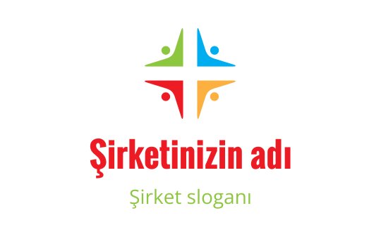 Dört insan figürüyle yıldız şeklinde renkli logo tasarımı