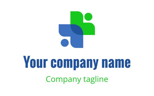 Mavi ve yeşil şekillerin üst üste geldiği modern logo tasarımı