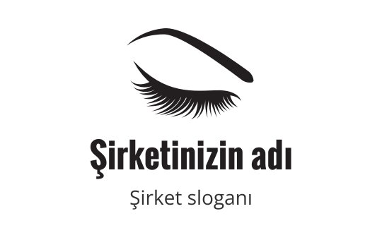 Şık bir logo tasarımı, stilize edilmiş kirpik ve kaş kontürü içeriyor