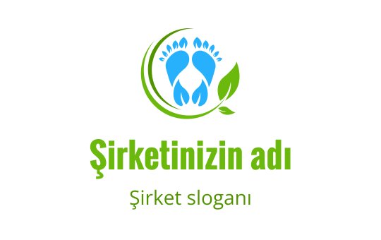 Mavi ayak izleri ve yeşil yapraklar içeren modern logo tasarımı