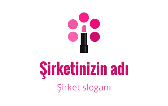 Renkli bir logo tasarımı, pembe tonlarında ruj ve dairesel unsurlar içeriyor