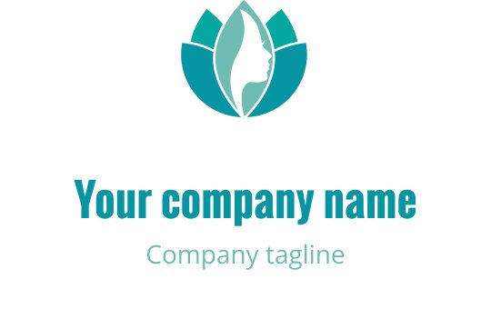 Şık bir logo tasarımı, yeşil çiçek şeklinde profil silueti içeriyor