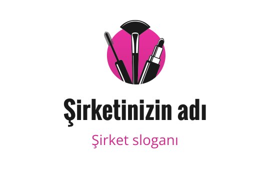 Makyaj araçlarını içeren pembe daire içinde cesur logo tasarımı