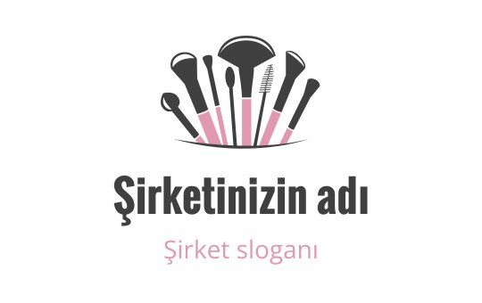 Pembe ve gri tonlarında makyaj fırçaları içeren şık logo tasarımı