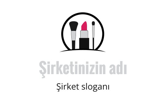 Canlı renklerde makyaj fırçaları ve ruj içeren şık logo tasarımı