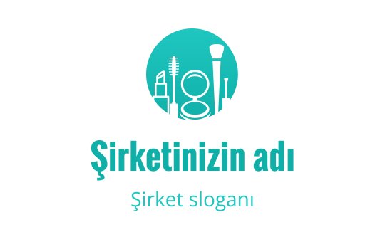 Turkuaz bir daire içinde güzellik aletleri silüetleriyle modern logo tasarımı