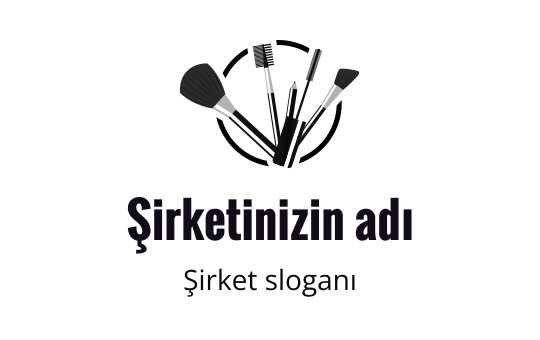 Farklı makyaj fırçalarının fan düzeninde yer aldığı şık logo tasarımı