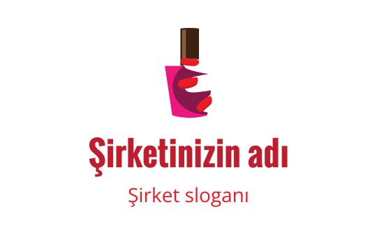 Pembe şişe ve kırmızı detaylar içeren yaratıcı oje logo tasarımı