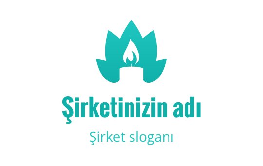 Modern yeşil logo tasarımı, alev ve stilize yapraklar içeriyor