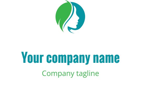 Yeşil ve mavi unsurlar içeren modern logo tasarımı profil siluetiyle