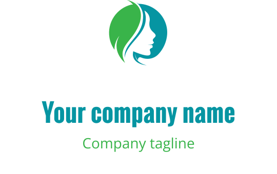 Yeşil ve mavi unsurlar içeren modern logo tasarımı profil siluetiyle
