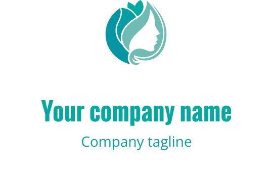 Akıcı saç ve yapraklarla süslenmiş şık bir logo tasarımı