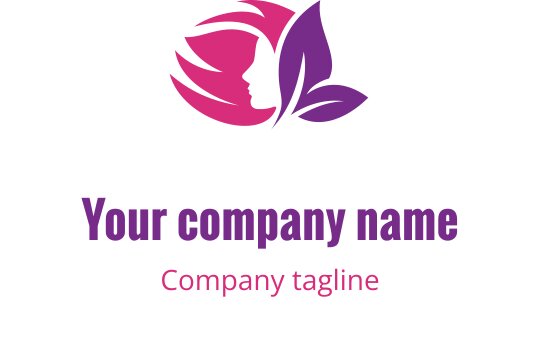 Pembe ve mor çiçek unsurlarıyla profil silueti içeren şık logo tasarımı