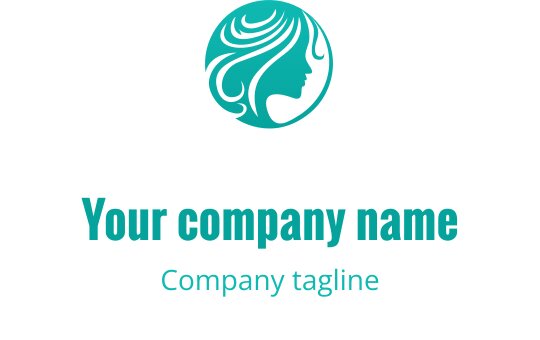 Akışkan saçlı bir kadın silueti içeren şık logo tasarımı