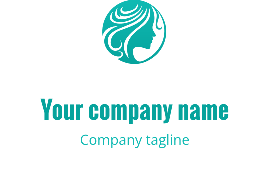 Akışkan saçlı bir kadın silueti içeren şık logo tasarımı