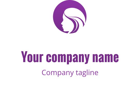 Şık mor logo tasarımı, stilize edilmiş bir kadın silueti içeriyor