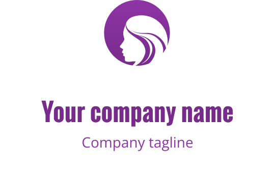 Şık mor logo tasarımı, stilize edilmiş bir kadın silueti içeriyor