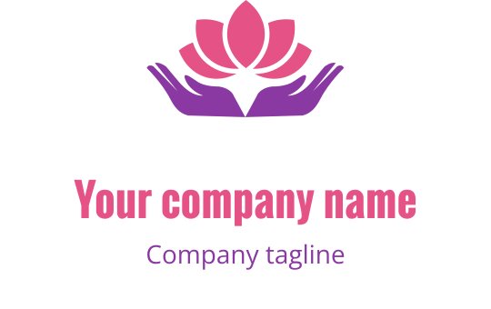 İki mor elin üzerinde pembe lotus bulunan şık logo tasarımı
